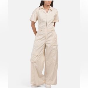 Zara Beige Utility Jumpsuit